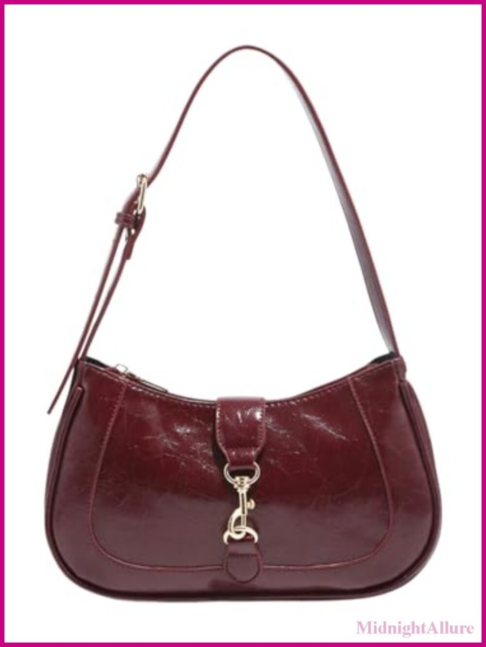 PU Leather Shoulder Bag Elegant Zipper Underarm Purse Retro Vintage
